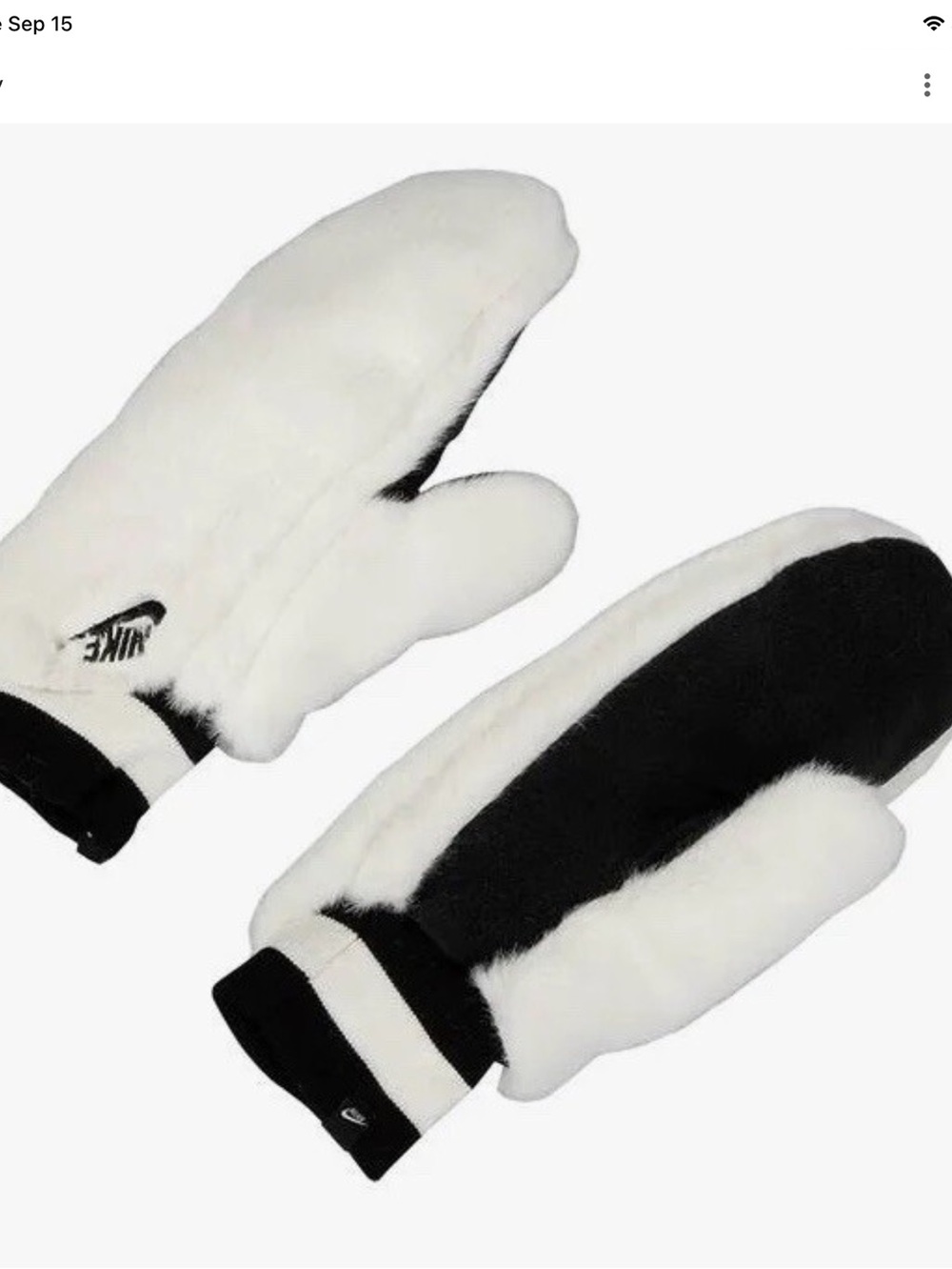 Nike Women's Warm Faux Fur Mittens Size M/L White/ Black Winter Soft Gloves NWT